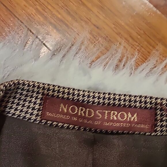 Nordstrom mens silk and wool blend mens tan and‎ black button front blazer - Picture 3 of 7